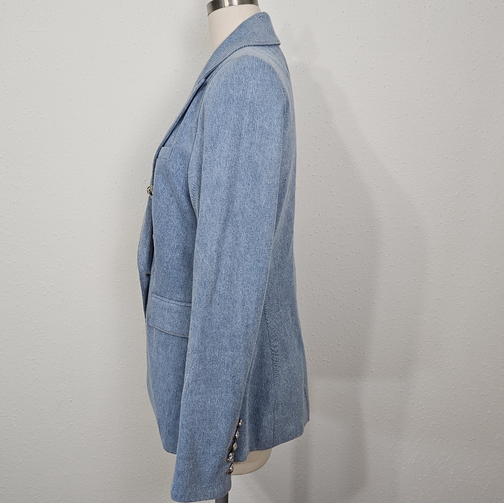 Veronica Beard Light Blue Denim Double-Breasted Blazer - Picture 7 of 15